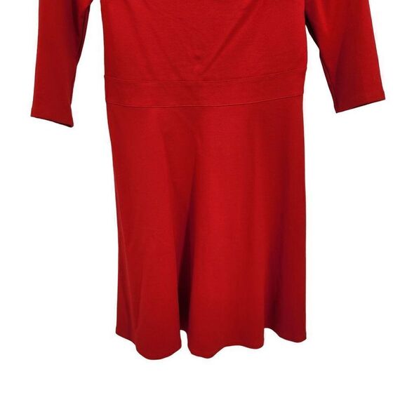 Boston Proper Dress Off Shoulder 3/4 Sleeve Tea Length Fit & Flare Stretch Red M - Picture 8 of 12